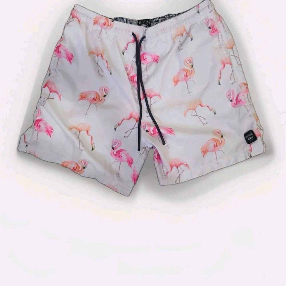 Men's Spicy Tuna Blue/Gray Pink Flamingo Swim Trunks Shorts Large